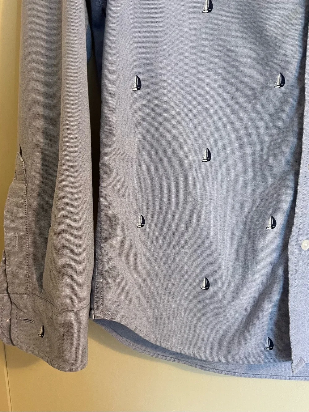 J. Crew Light Blue Button-Down Shirt with Sailboat Details